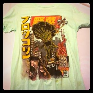 Lime Green T-shirt with Japanese cartoon